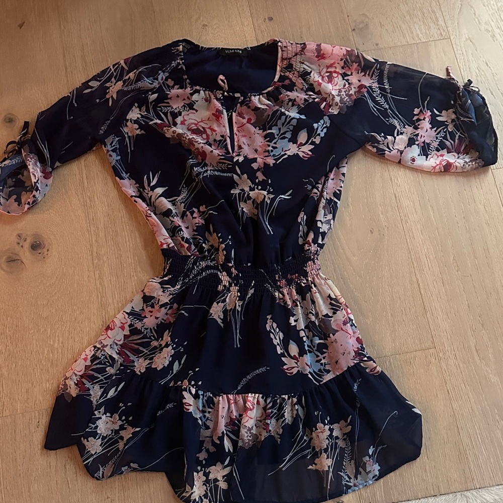 Yum I Floral Navy and Pink Dress
